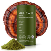 MUDWTR front packaging showing clean organic matcha branding and benefits