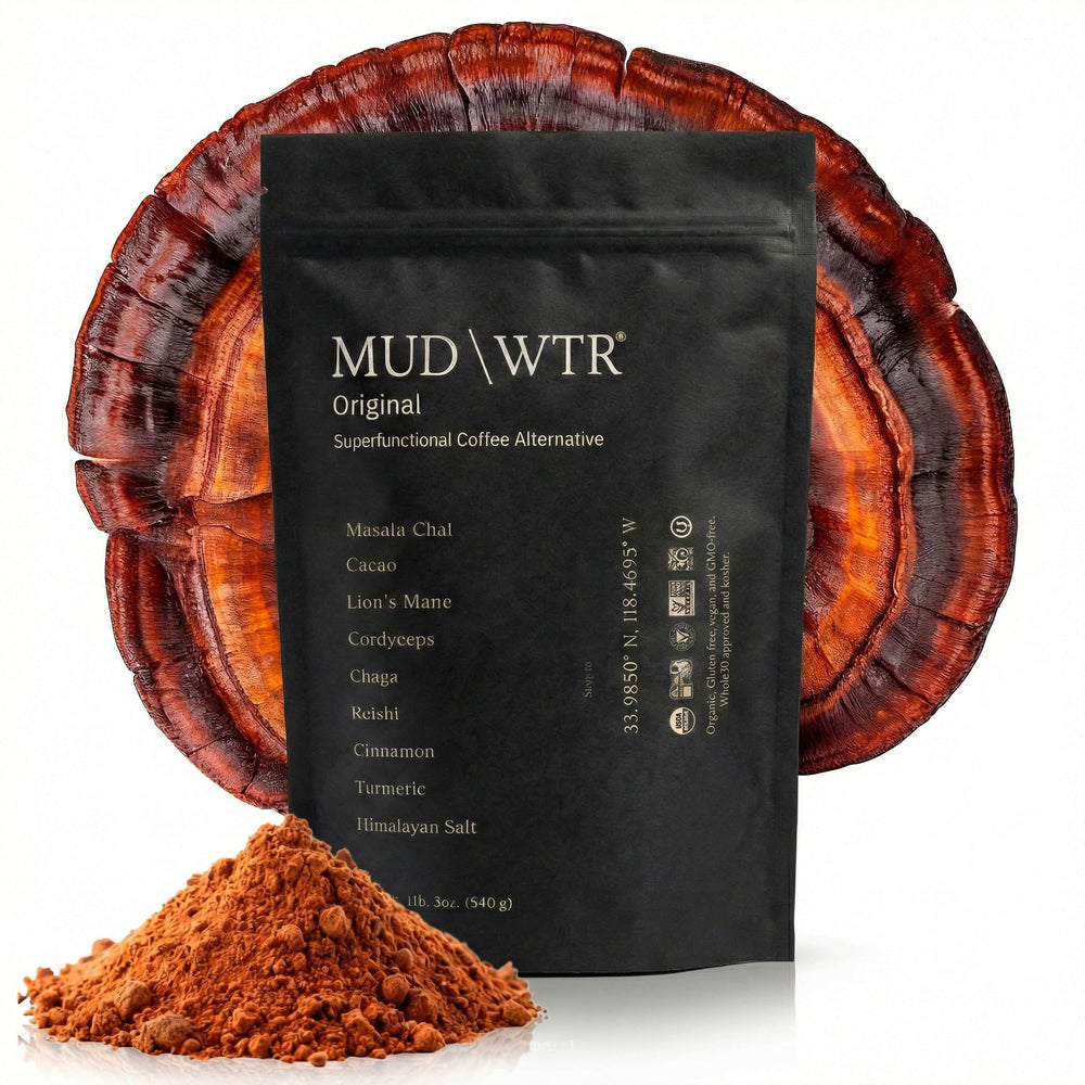 MUDWTR front packaging showing 90-serving bag and brand clarity for convenience