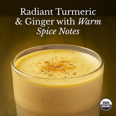 MUDWTR turmeric prepared hot cup with froth offering calming, steady focus