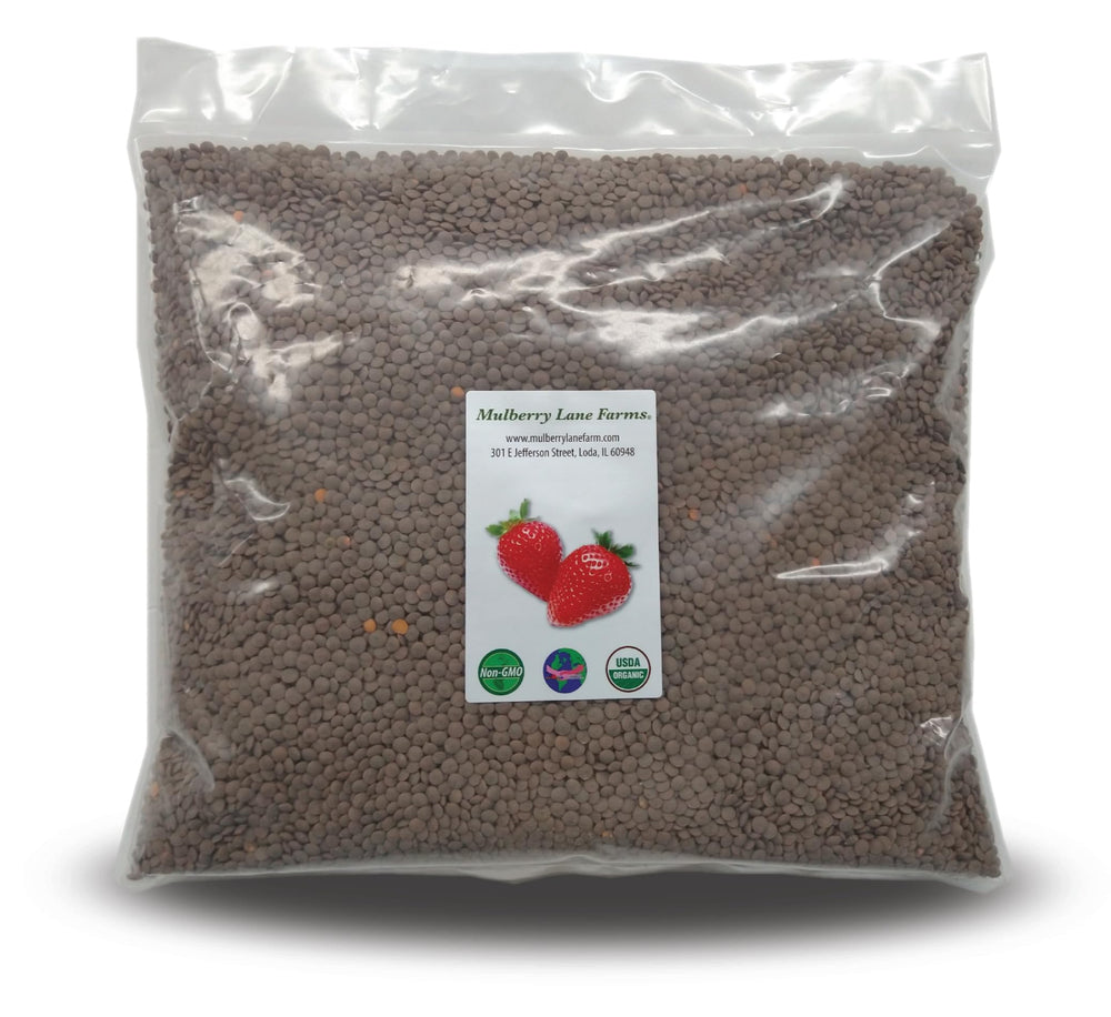 Mulberry Lane Farms front packaging showing 5 lb organic bag and clear labeling benefit: bulk savings
