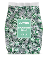 Munchique front packaging showing jumbo spearmint balls and easy sharing