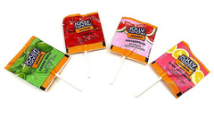 Munchique lollipop held in hand to show scale and grab-and-go convenience