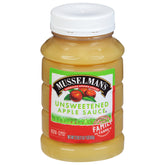 Musselman's jar front label showing natural unsweetened applesauce and benefits