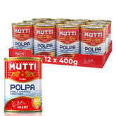 Mutti crushed tomatoes front packaging showing label and Italian origin, clearly identifying product benefits