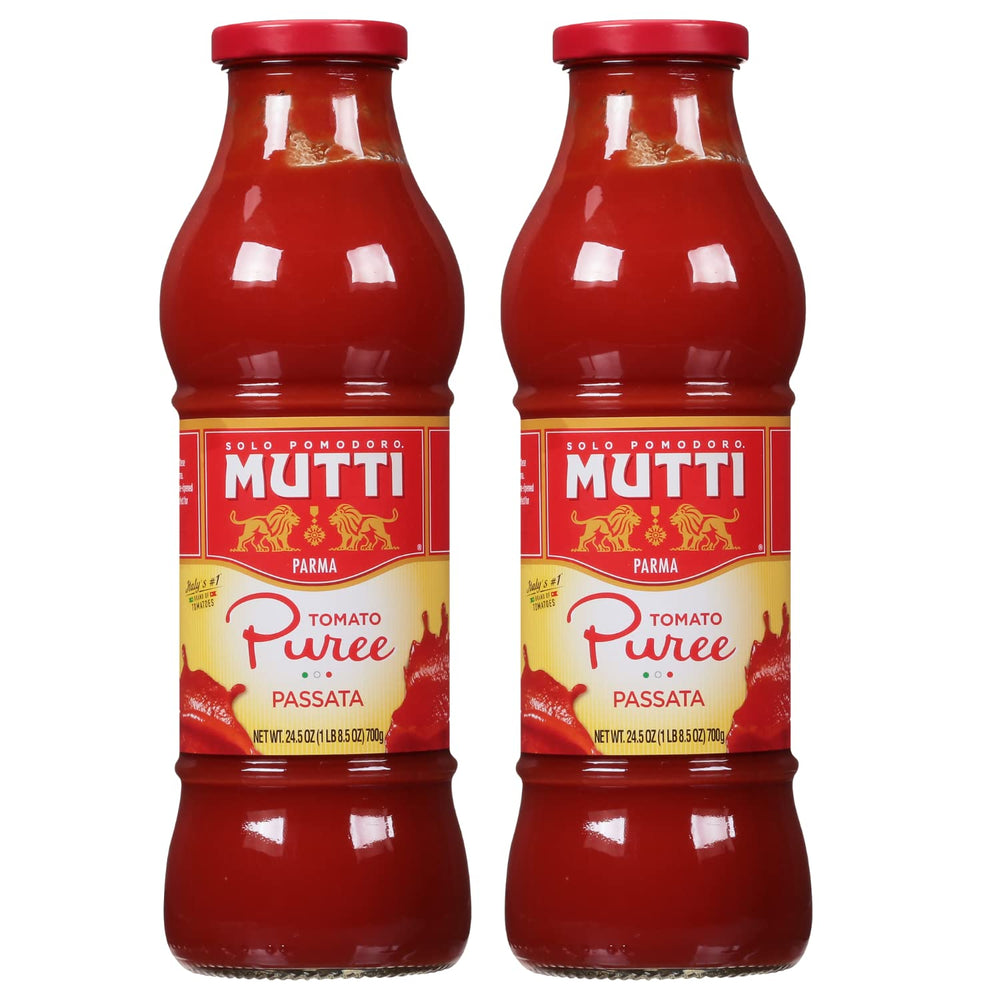 Mutti passata front packaging showing brand and pure tomato base benefit