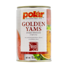 MW Polar golden yams can front label showing product and quick-serving benefit