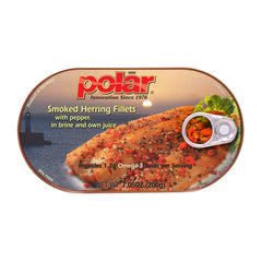 MW Polar front packaging showing peppered smoked herring, clear product branding and benefit