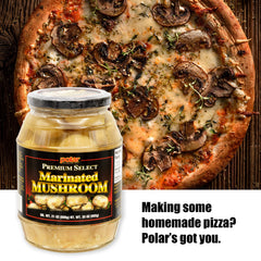 MW Polar mushrooms served on antipasto board with peppers and olives, ready for entertaining