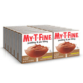 My-T-Fine front box showing chocolate pudding mix, clear packaging benefit