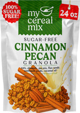 MyCerealMix front package showing cinnamon pecan flavor and keto benefit