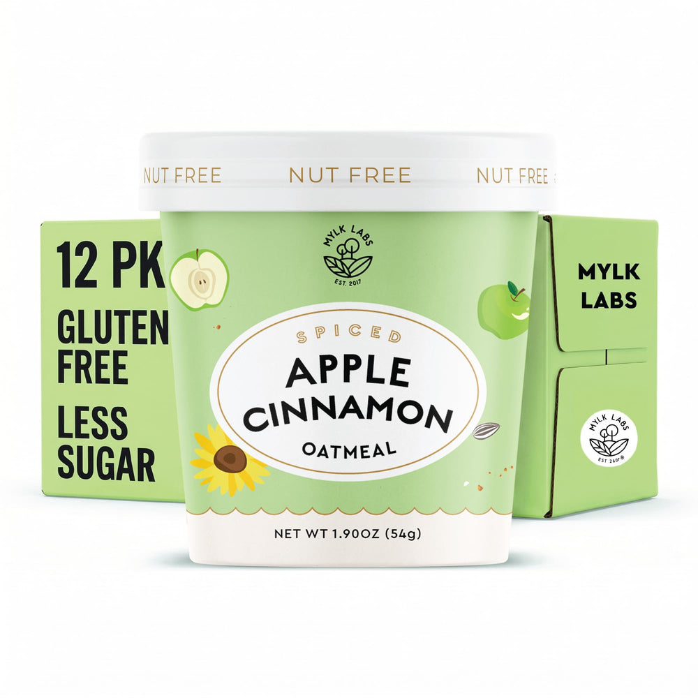 Mylk Labs front packaging showing 12-pack and convenient single-serve cups for quick breakfasts