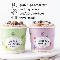Mylk Labs apple cinnamon oatmeal served in a bowl with spoon, demonstrating ready-to-eat convenience