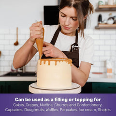 N'DULCE being spread on a layer cake, demonstrates no-drip hold and easy application for desserts