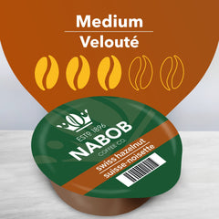 NABOB close-up of a T-Disc showing sealed top and label for quick brewing