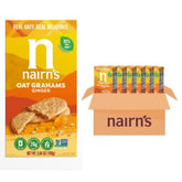 Nairn's front packaging showing gluten free oat grahams, convenient grab-and-go