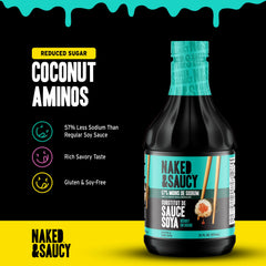 Naked & Saucy close-up label highlighting minimal ingredients and benefits