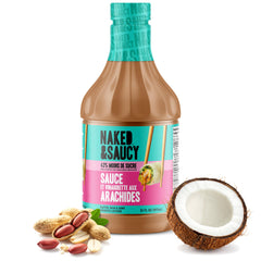 Naked & Saucy front bottle showing label and size, clear product benefit