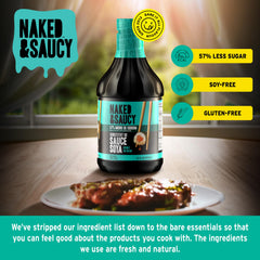 Naked & Saucy pouring into small bowl for dipping and flavor sampling
