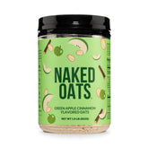 NAKED front packaging of Apple Cinnamon Overnight Oats showing nutrition and serving count for convenience