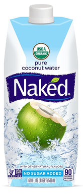 Naked front packaging showing 16.9 oz carton and organic badge benefits