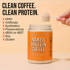 NAKED mixed iced hazelnut latte in glass showing refreshing, ready-to-drink energy