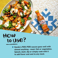 Nando's PERi-Peri sauce pouring over grilled chicken to add flavor and caramelized glaze