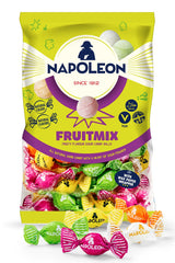 Napoleon close-up of bonbon shell and powdered center revealing texture contrast