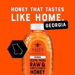 Nate's Honey squeeze top detail for no-stick pouring and easy precise drizzle