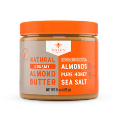 Nate's Honey front jar showing label and jar benefit of pure ingredients