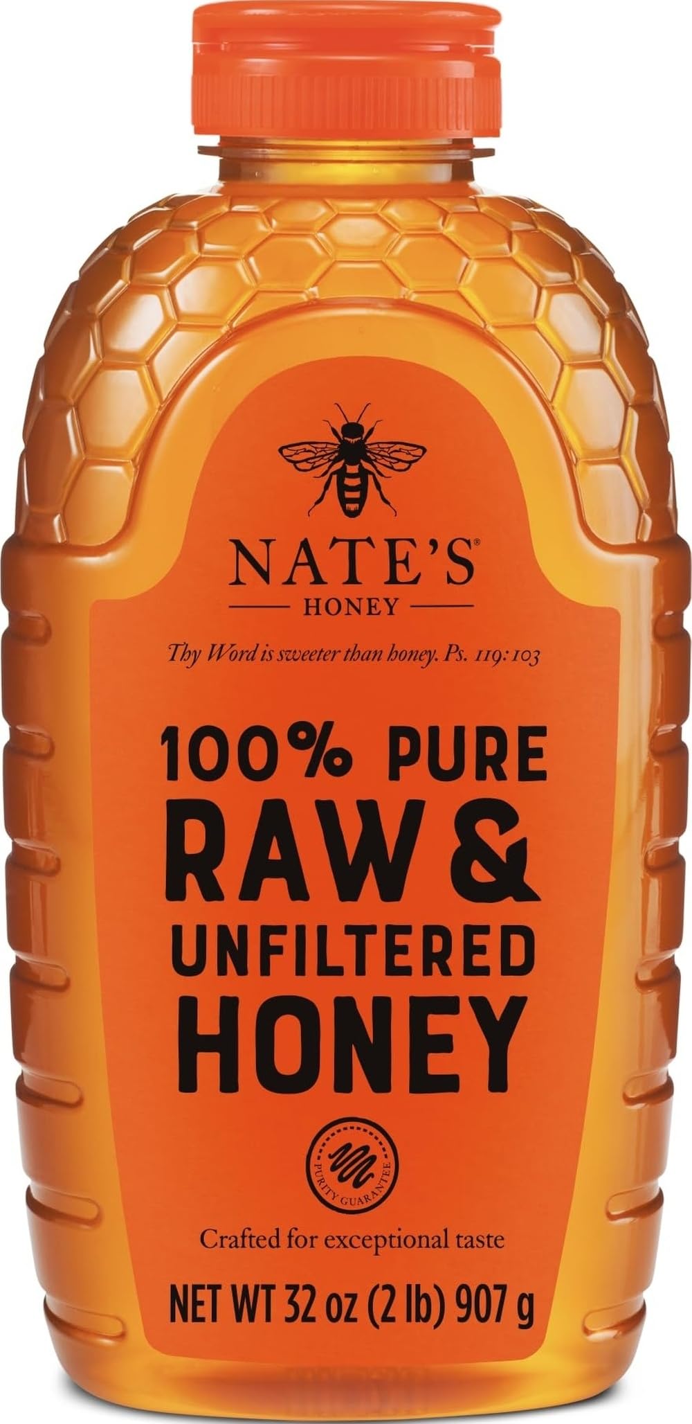 Nate's Honey front packaging 32oz showing brand and large squeeze bottle benefit