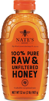 Nate's Honey front packaging 32oz showing brand and large squeeze bottle benefit