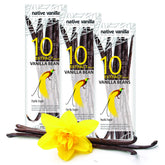 Native Vanilla front packaging showing vacuum-sealed pods and quality badge