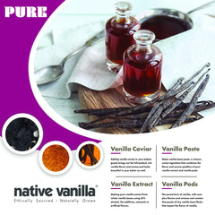 Native Vanilla split pod seeds visible for easy scraping and infusion