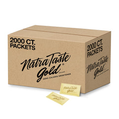 NatraTaste Gold front packaging showing 2000 packets and benefits