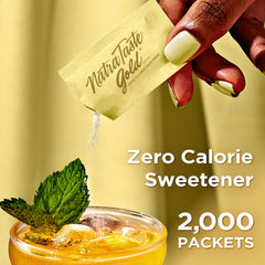 Close-up of a single NatraTaste Gold packet highlighting easy-tear convenience
