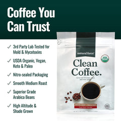 Natural Force beans in hand for size and scale, illustrating fresh whole-bean benefit