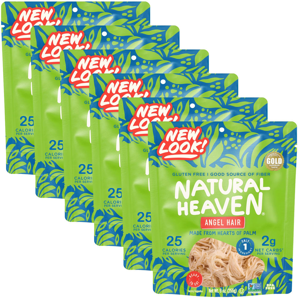Natural Heaven front packaging showing 6-pack angel hair benefits