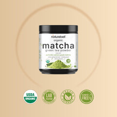 NatureBell matcha spoon serving size with scoopful of powder benefit: easy portion control