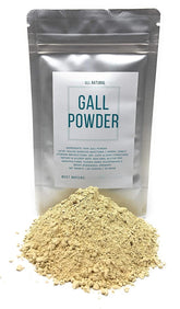 Naturegrail oak gall powder front packet showing label and net weight, useful for identification