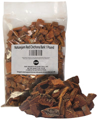 Naturejam front packaging of 1 pound red cinchona bark shows clear labeling and bulk value