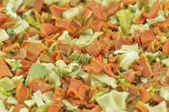 Naturejam close-up of mixed dehydrated vegetables, colorful pieces for quick meals