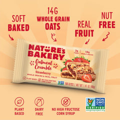 Nature's Bakery oat crumble top detail highlighting whole-grain benefit