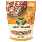 Nature's Path front packaging showing honey almond granola and organic badge for easy choice