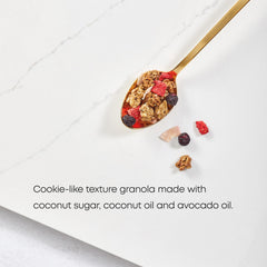 Nature's Path flatlay of berries and super greens showing natural ingredients and variety benefits