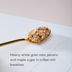 Nature's Path oats and pecan texture close-up showing whole grains and crunch benefits