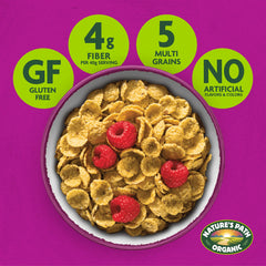 Nature's Path bowl of Mesa Sunrise with milk illustrating lasting crunch and enjoyment