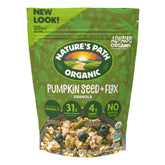 Nature's Path front packaging showing organic pumpkin seed flax granola for pantry appeal