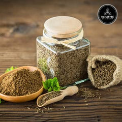 Naturevibe Botanicals spoon with cumin to show scale and easy measuring benefit