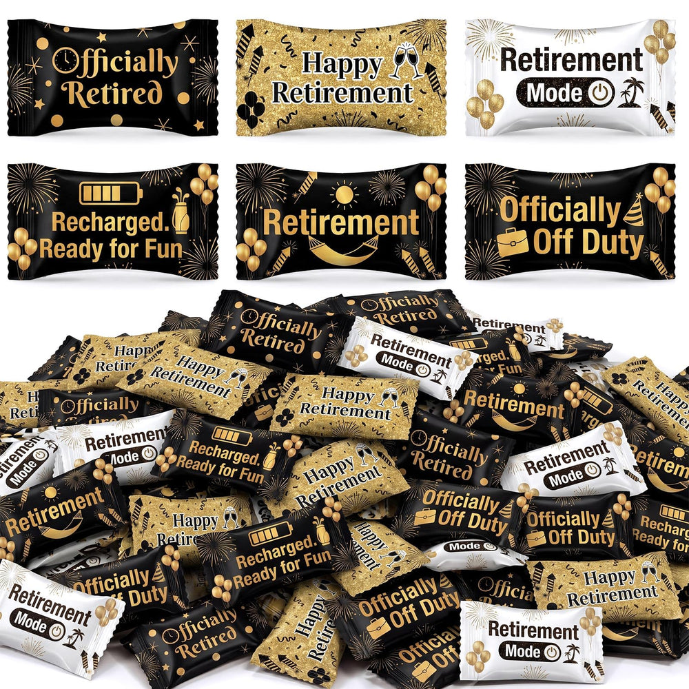 Naucoos front packaging showing black gold wrappers and festive retiree motifs for elegant presentation
