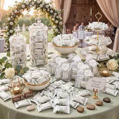 Naucoos six wedding-themed wrapper designs laid out for variety